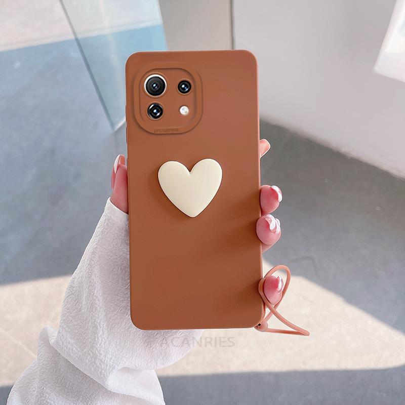 Силиконовый чехол Mi11lite Love Heart Lanyard для Xiaomi Mi 11 Lite 5g Ne 12 12s Pro Mi12lite 10t 11t 11lite Camera Cover POCO X3 X4 M3 M4 Case