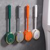 Silicone Toilet Brush Set with L-Shaped Head Wall Mounted Holder Long Non-Slip Handle No Dead Corner Design Bathroom Cleaner
