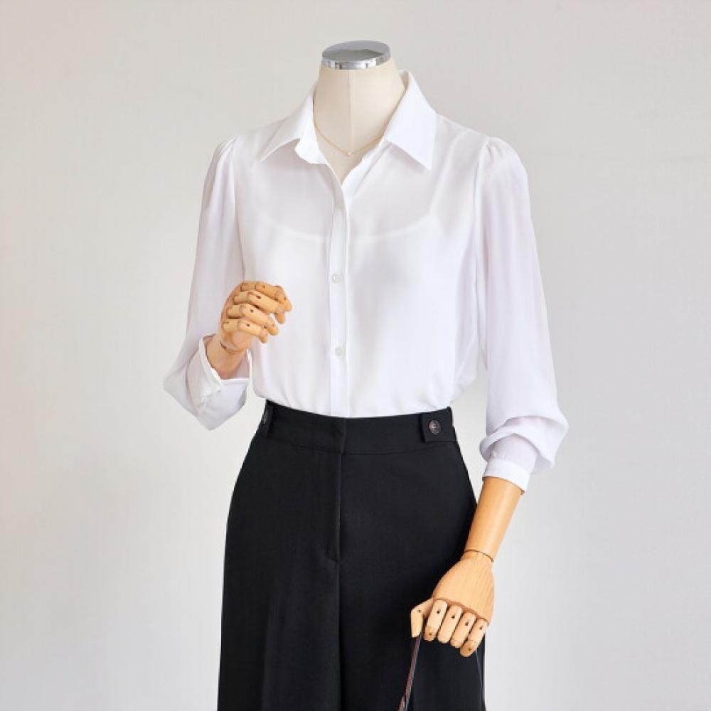 Customable Classic Collar Shirring Sleeve Blouse T2608bl134c