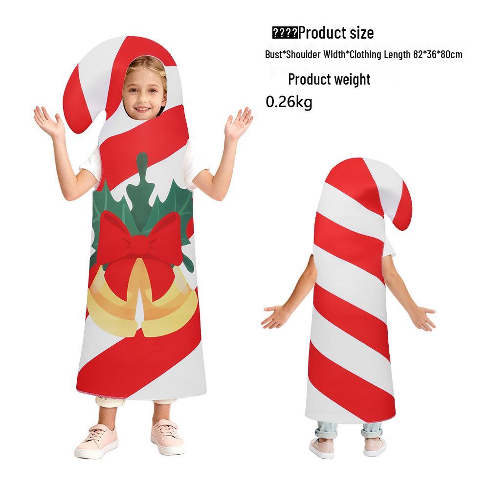 Kids Santa Claus Christmas Costume with Candy Cane Gift Box - Perfect for Parties and Performances