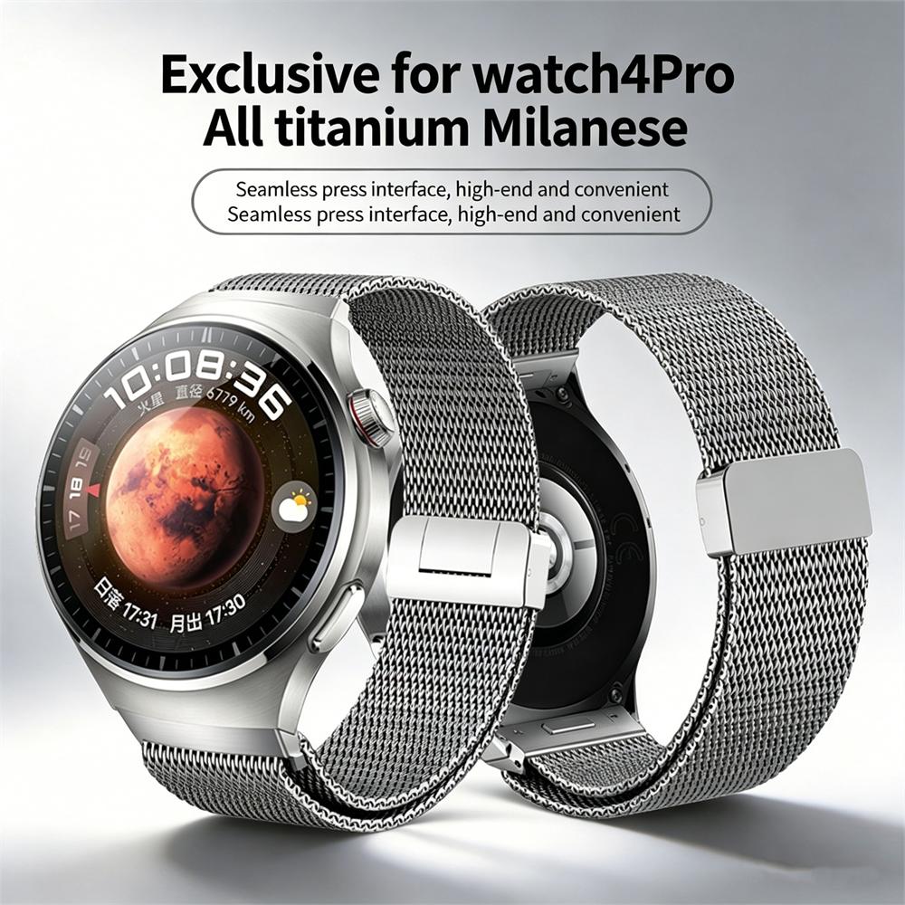 Strap for Huawei Watch 4Pro Titanium Milan magnetic attachment dedicated pressing interface for the watch strap No Gaps Stainless Steel band