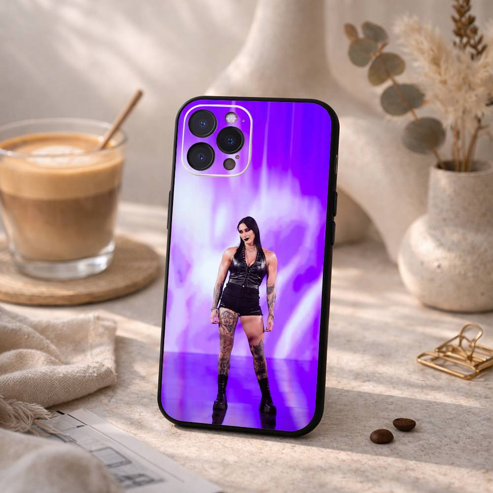 R-Rhea Ripley Wrestler Phone Case For iPhone17 16 15 14 13 12 11 Pro Max Plus,5G Soft Black Case