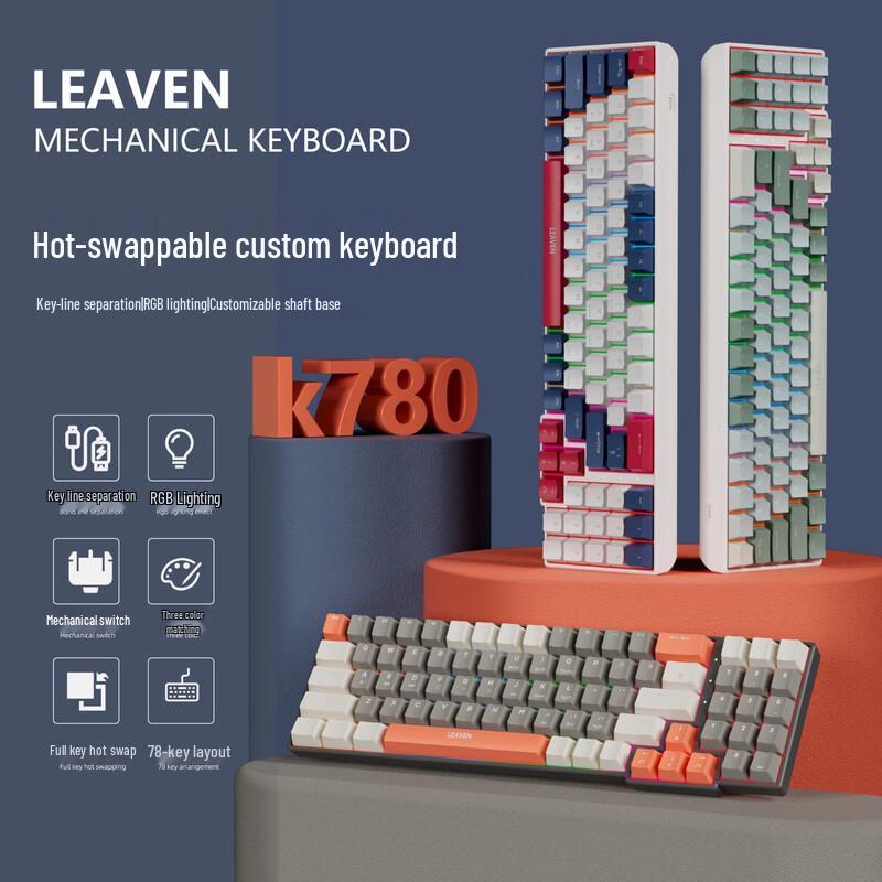 K780 Crackle Design RGB Hot-Swappable Gaming Mechanical Keyboard