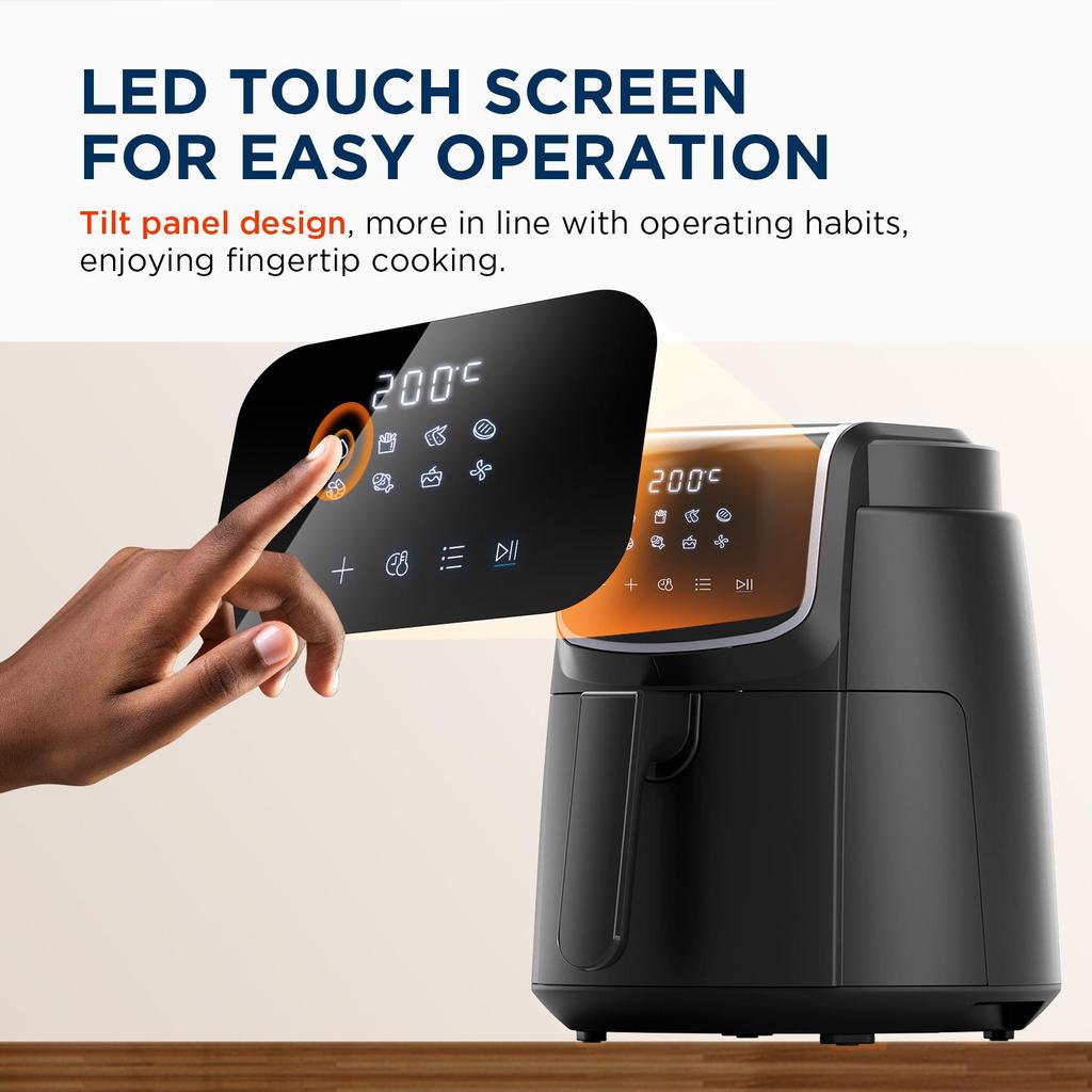 Midea Hot Air Fryer 4L, Oil-Free Airfryer 1500W, 8 Cooking Modes, 35-200°C