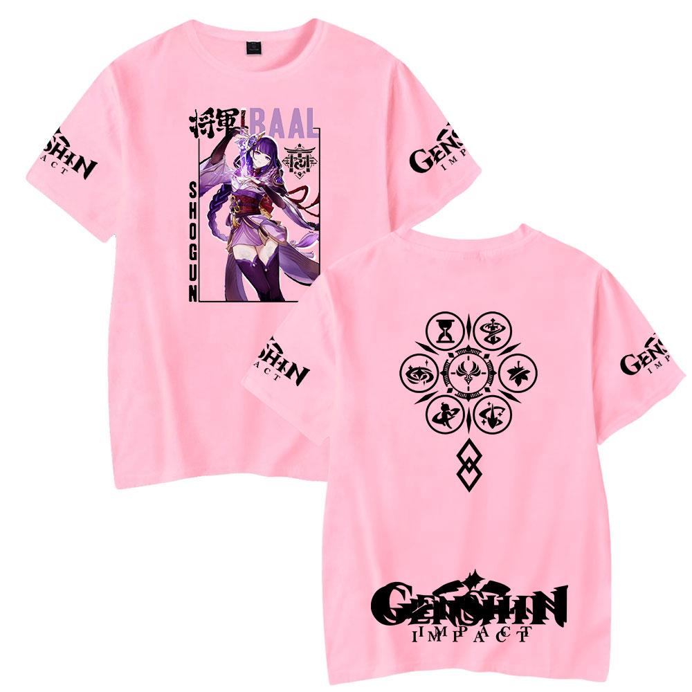 Футболка Genshin Impact для мужчин и женщин, летняя одежда, фитнес, O-образный вырез, аниме, мужская футболка для мужчин, большие мужские футболки, топы