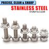 132pcs stainless steel hexagonal flange bolt and nut set, M5, M6, M8 flange bolts and nuts, flange plate, for DIY projects.
