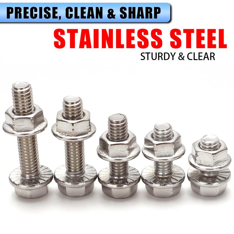 132pcs stainless steel hexagonal flange bolt and nut set, M5, M6, M8 flange bolts and nuts, flange plate, for DIY projects.