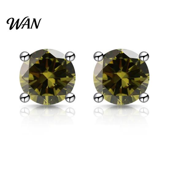 S925 Silver Earrings Zirconia Stud One Carat Main Stone Hypoallergenic Flat Gold Plated Back Comfortable Shiny Daily Wear Jewelry for Women Men Micro