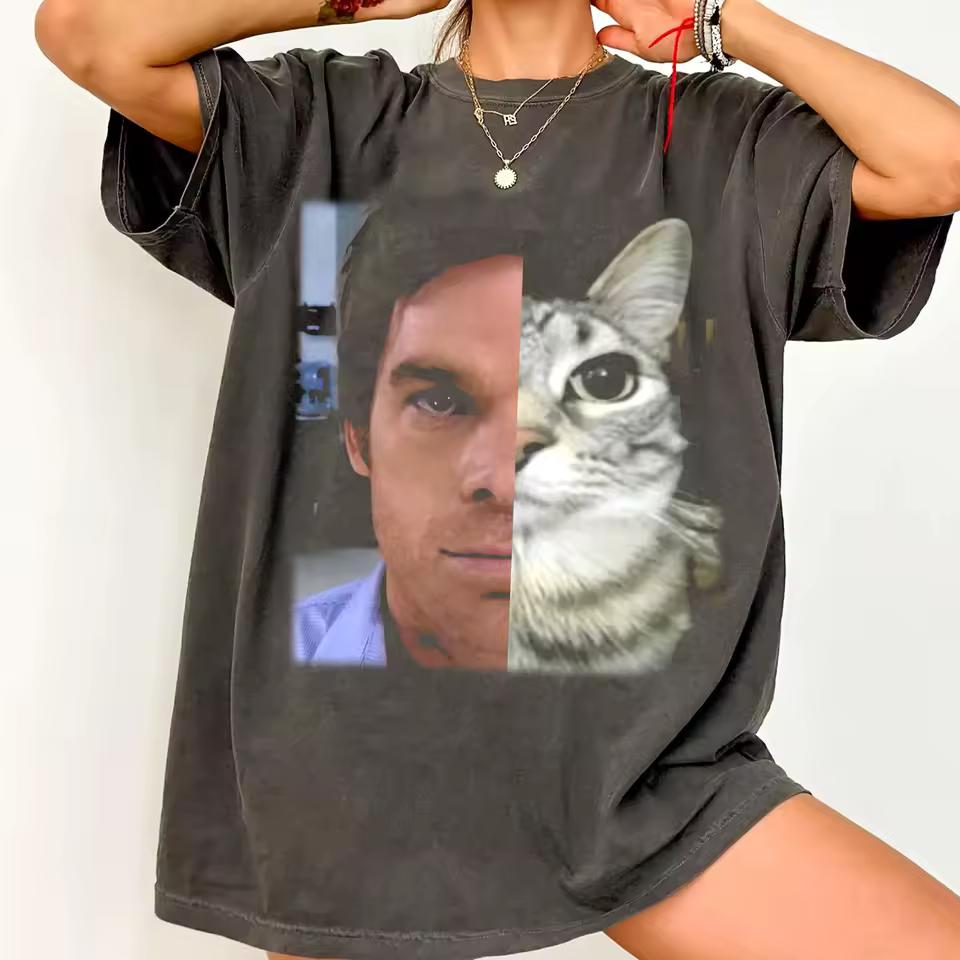 Dexter Morgan Tee, Funny Cat Unisex Heavy Cotton Tee Summer Men's and Women's Loose and Breathable T-shirt Top