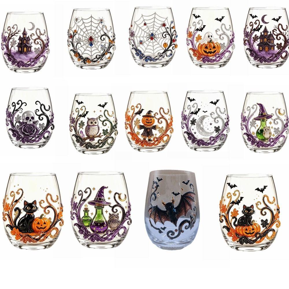 Skull Ghost Tentacle Halloween Glass 2D Print Clear Stemmed Cup Party Cup Drinking Wine Cup Wine