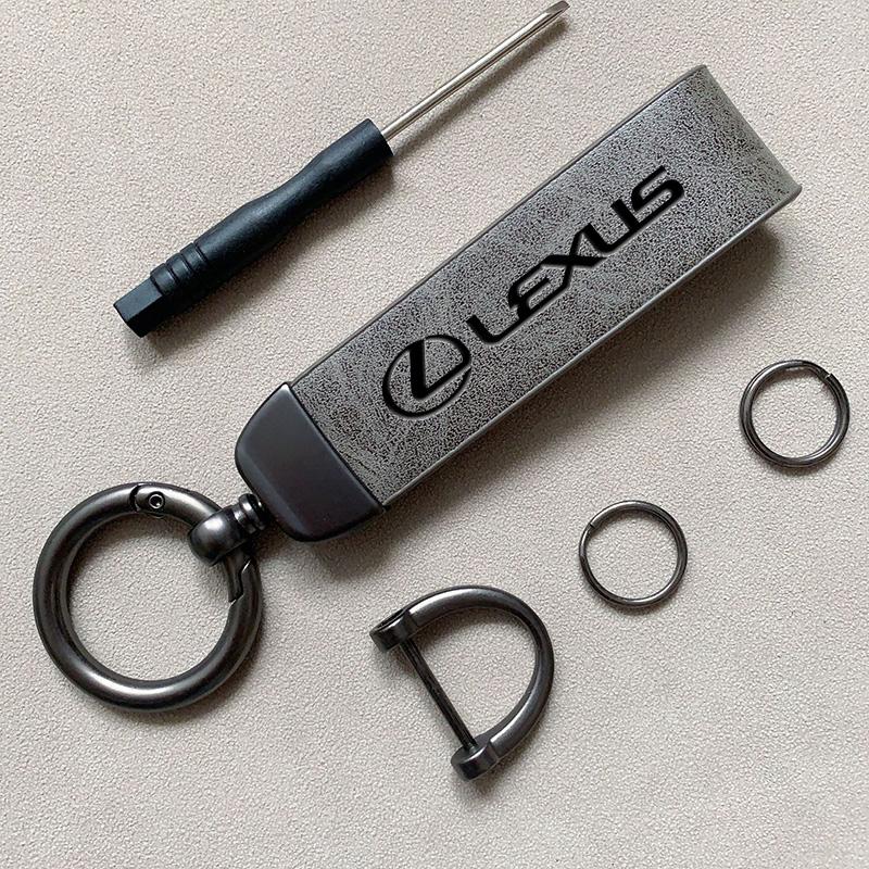 csgpkv1 Car Keychain Cowhide Leather Key Rings Waist Buckle Carabiner For Lexus F-SPORT ES RX NX LS UX LM LX GX LC RZ IS CT GS RC HS SC