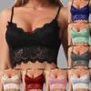 Fashion Plus Size Ladies Sleeveless Lace Tank Top No Underwire Padded Bra Short Camisole Gym Underwear Floral Lace Bra 7 Colors