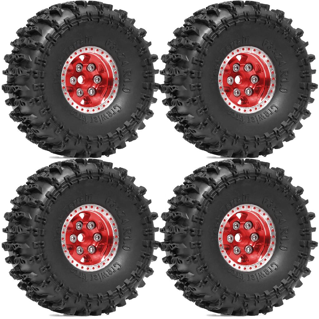 4 шт. OD 63 мм 1,0 дюйма Металлический Beadlock Колесо Шина Комплект Для 1/18 RC Гусеничный Автомобиль TRX4M SCX24 Запчасти для Обновления Аксессуары