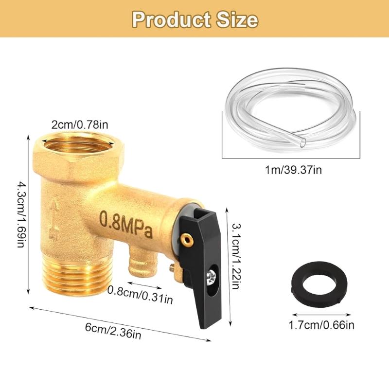 0.8MPa Brass Pressure Relief Valves 1/2 Inch Threads Anti Corrosion Automatic Release Safety Valves for Boiler Systems