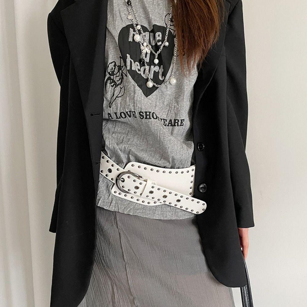 Искусственная кожа Очень широкий пояс Харадзюку Пояс на талию Модные поясные ремни Для женщин