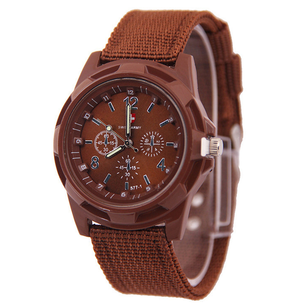 Men Quartz Watch Nylon Watches Canvas Strap Casual Sports Wristwatch