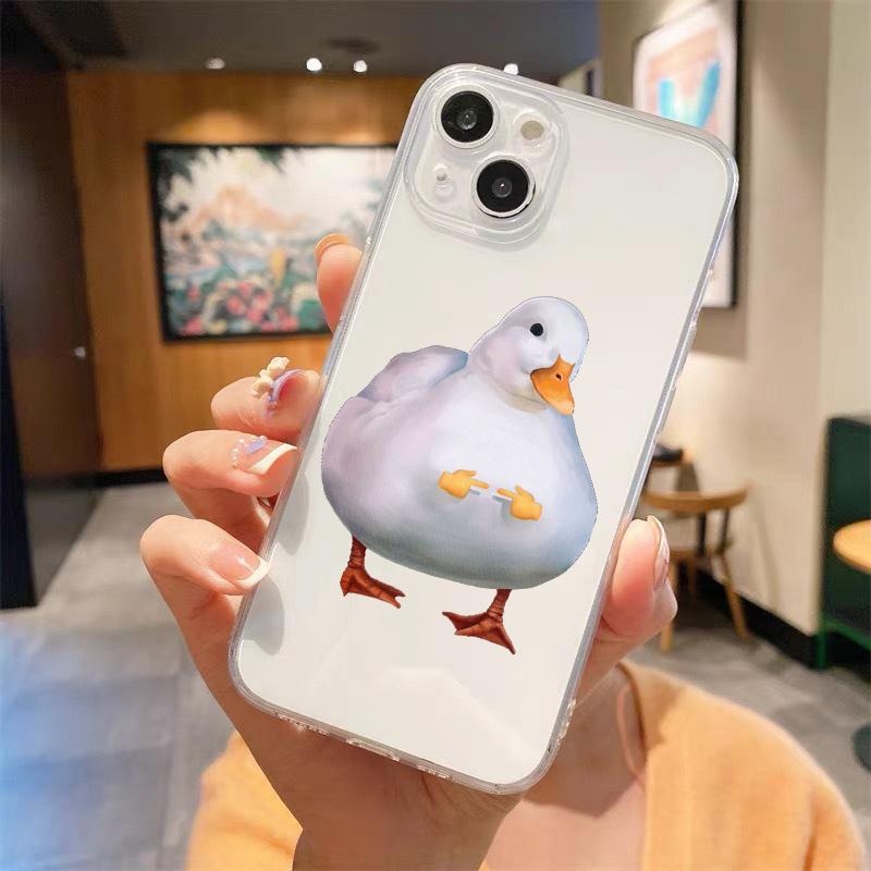 Милый Мультяшный Утенок Сомнение Прозрачный Чехол Для Телефона Для iPhone 15 14 13 12 mini 11 Pro Max XS X XR SE 7 8 Plus Чехол С Прямым Краем