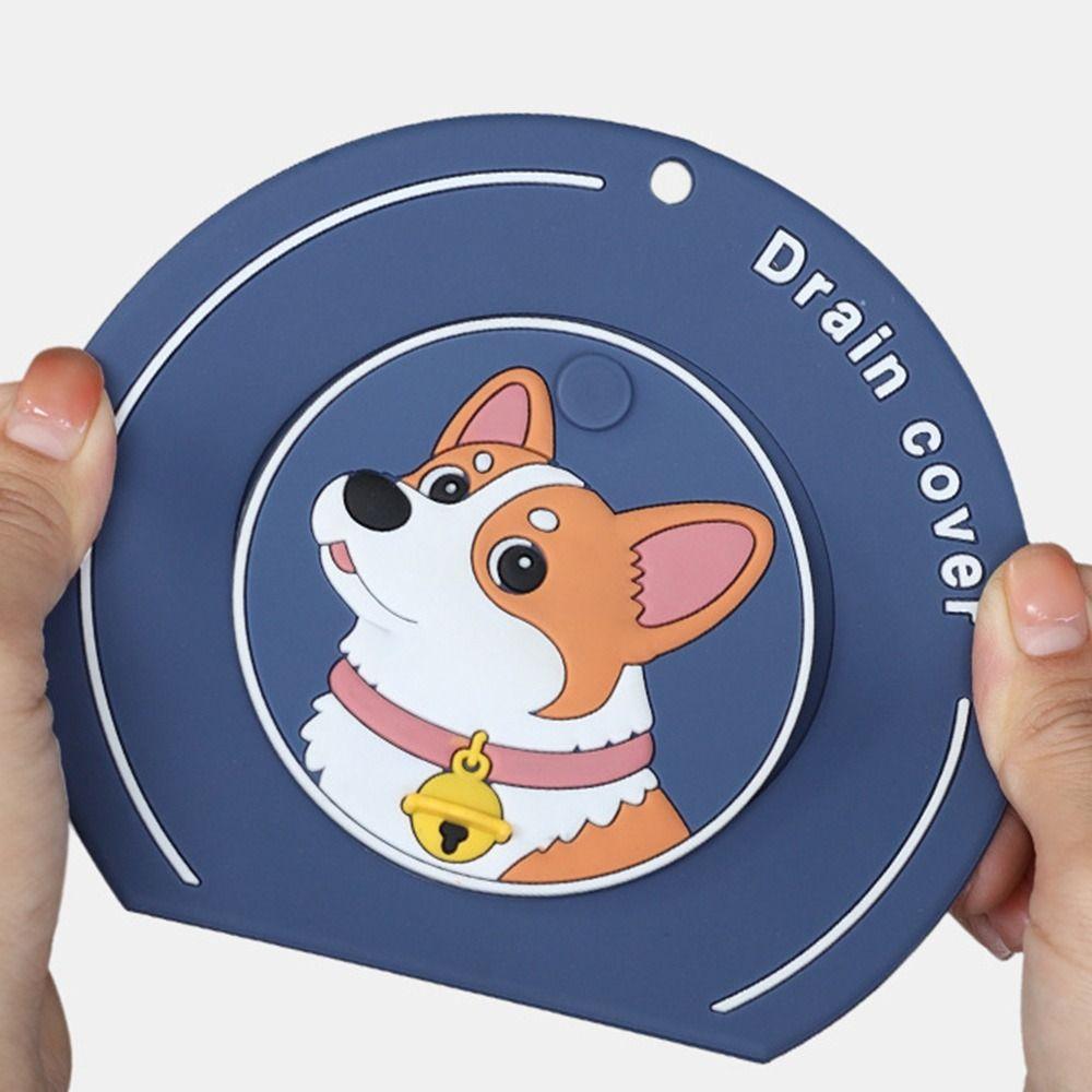 Cartoon Dog Floor Drain Cover Anti-odor Sewer Filter Pad Kitchen Sink Seal Mat  for Kitchen Toilet