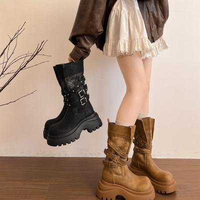 Новые британские ботинки Мартин женские полусапоги рыцарские ботинки на толстой подошве осенние ботинки на платформе локомотив пряжка ремня 2025