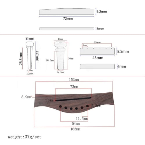 iplusmile Folk Guitar Saddle, Guitar Pin, 6-String Guitar Nut Saddle, Guitar Maintenance