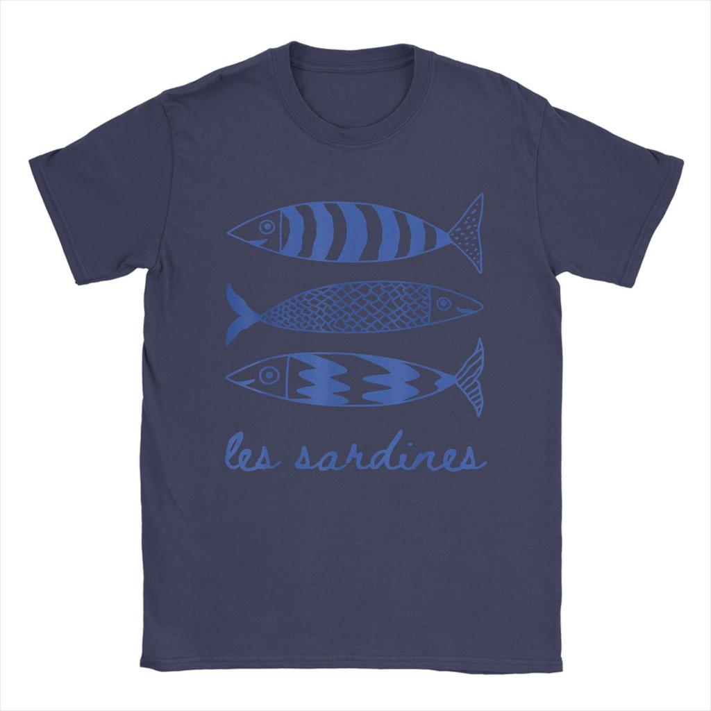 Les Sardines Tinned Fish Graphic Funny T Shirt Men's Cotton Funny T-Shirts O Neck Fisherman Tees Short Sleeve Tops Classic
