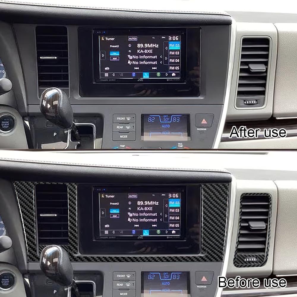 For Toyota Sienna 2015-2016-2017-2018-2020 Carbon Fiber Car Central air vent panel Trim Film Accessories