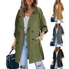 Осень-весна Женская ветровка с отложным воротником и воротником-стойкой Двубортное свободное пальто средней длины