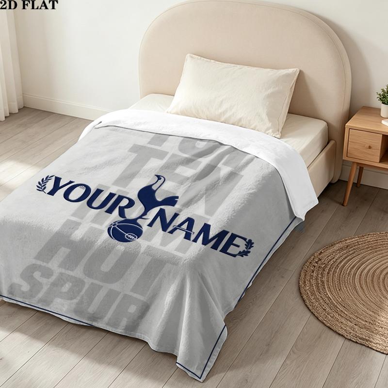 Custom Name,Tottenham Hotspur Printed Flannel Blanket, soft throw for bedroom sofa, washable, Christmas present, great gift.
