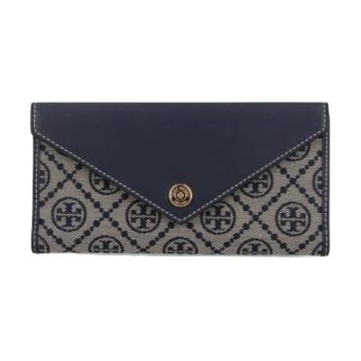 Кошелек из хлопка с культовым жаккардовым узором T Monogram, женский, темно-синий 165023-405