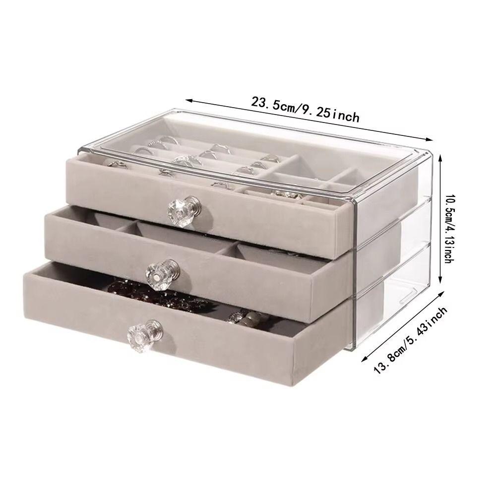 3-Layer Drawer Storage Box High-Capacity Earrings Necklaces Storage  Countertop Display