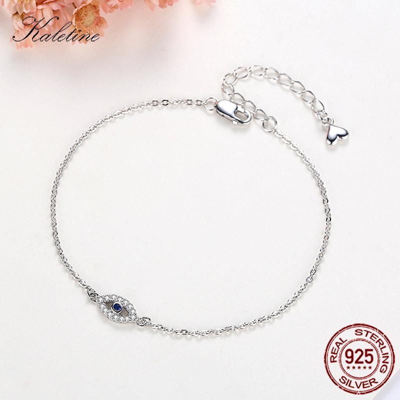 Браслет KALETINE Lucky Evil Eye, браслеты из стерлингового серебра 925 пробы для женщин, синий камень CZ, Турция, регулируемые мужские украшения KLTB099