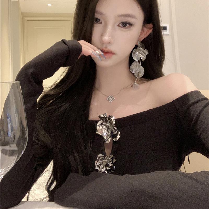 Женское сексуальное платье Spice Girl с нежным цветком и длинными рукавами и запахом на бедрах