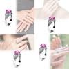 Fashionable Heart Shaped Pink Zircon Crystal Ring With Silver Plated Adjustable Band For Women
