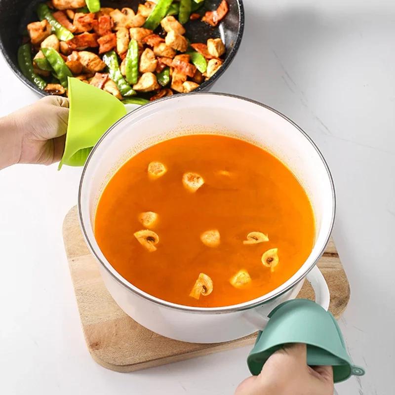 Утолщенные силиконовые термостойкие перчатки Нескользящие прихватки Варежки для духовки Микроволновые кухонные перчатки для выпечки и приготовления пищи