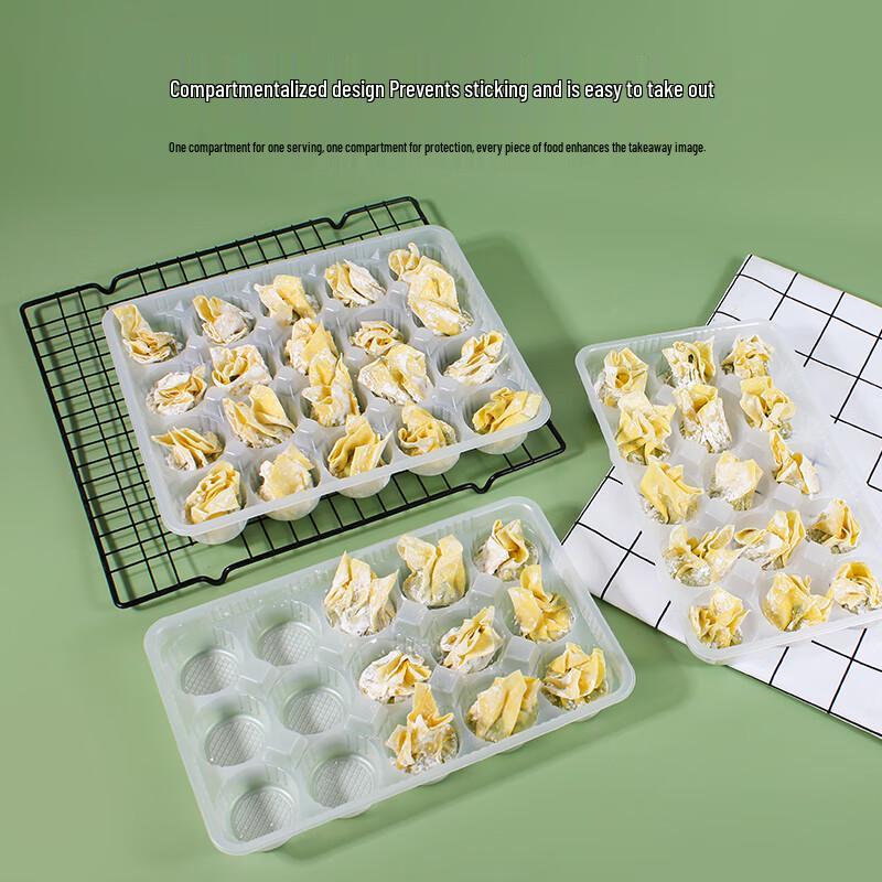 Disposable 10-Compartment Wonton Boxes with Stickers (50 Sets)
