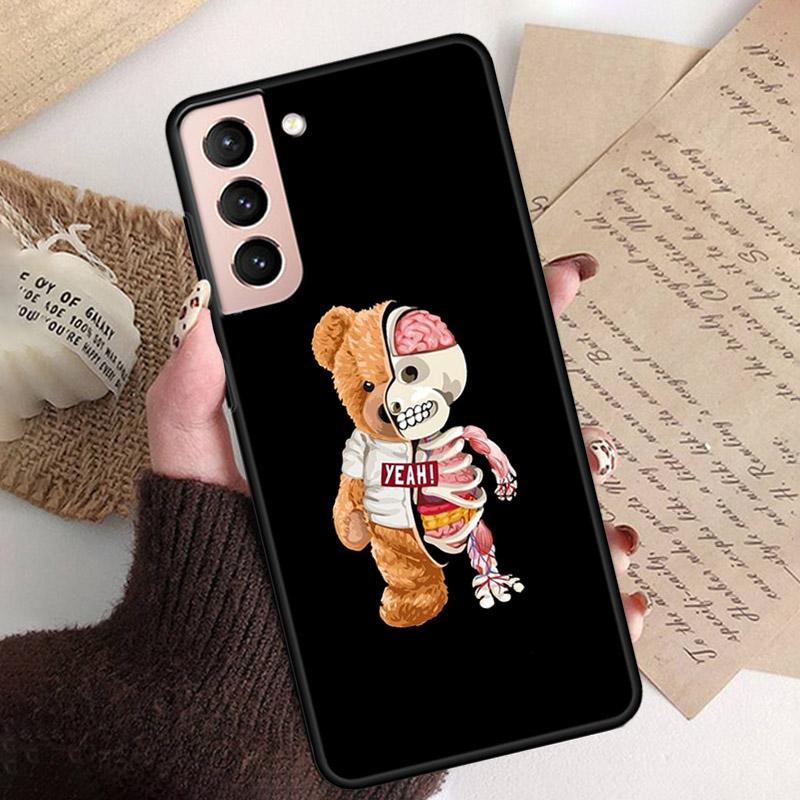 Phone Case for Samsung S26 S25 S24 S23 S22 Ultra S23 S22 S25 Plus S24 FE S26Edge Cartoon Teddy Bear Beer Phone Capa