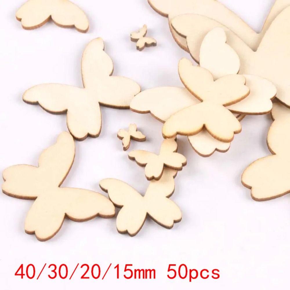 50/100pcs Flower Pattern Wooden Charms Pendant Home Decor Arts DIY Crafts