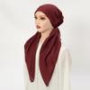 Muslim Solid Color Hijab Caps for Women Innovative Design Long Cotton Linen Soft Elasticity Head Scarf Female Handkerchief