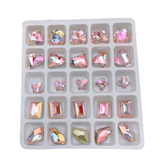 25Pcs Nail Crystal Creative Butterfly Love Heart Decorations Square Faux 3D Charms DIY Nail Art