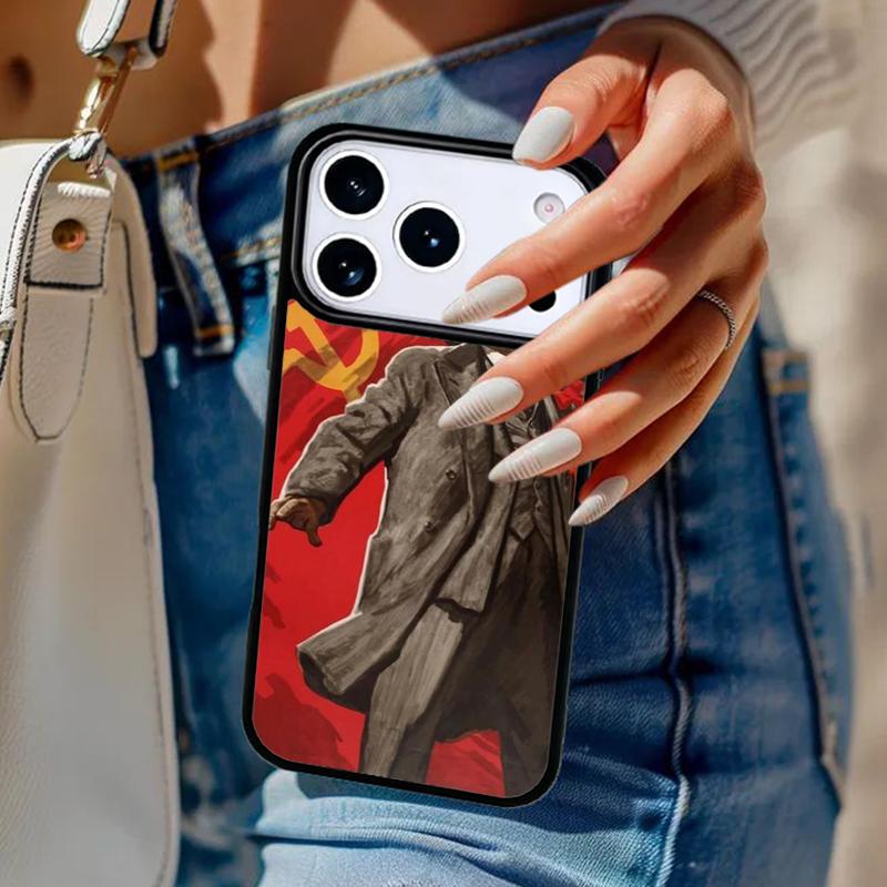 Чехол для телефона Флаг Советского Союза Ленин Для iPhone 17 Air 14 15 13 12 Max Чехол Для Apple 16e 11 Pro Max Plus Coque
