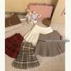 Woolen High-Waist A-Line Pleated Skirt for Women - Autumn/Winter College Style, Anti-Exposure, Short Length