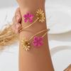 Регулируемый Цветочный Браслет из Цинкового Сплава Хризантема Абрикосовый Цветок Наручный Браслет Морской Отпуск