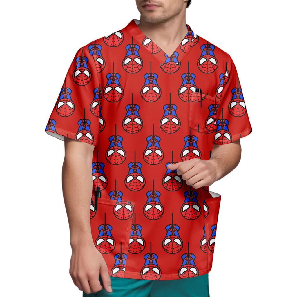 Мужской топ с коротким рукавом и V-образным вырезом с принтом нагрудного кармана