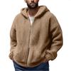 Men'S Winter Zipper Hooded Fleece Sweatshirt With Patch Pocket Casual Jacket