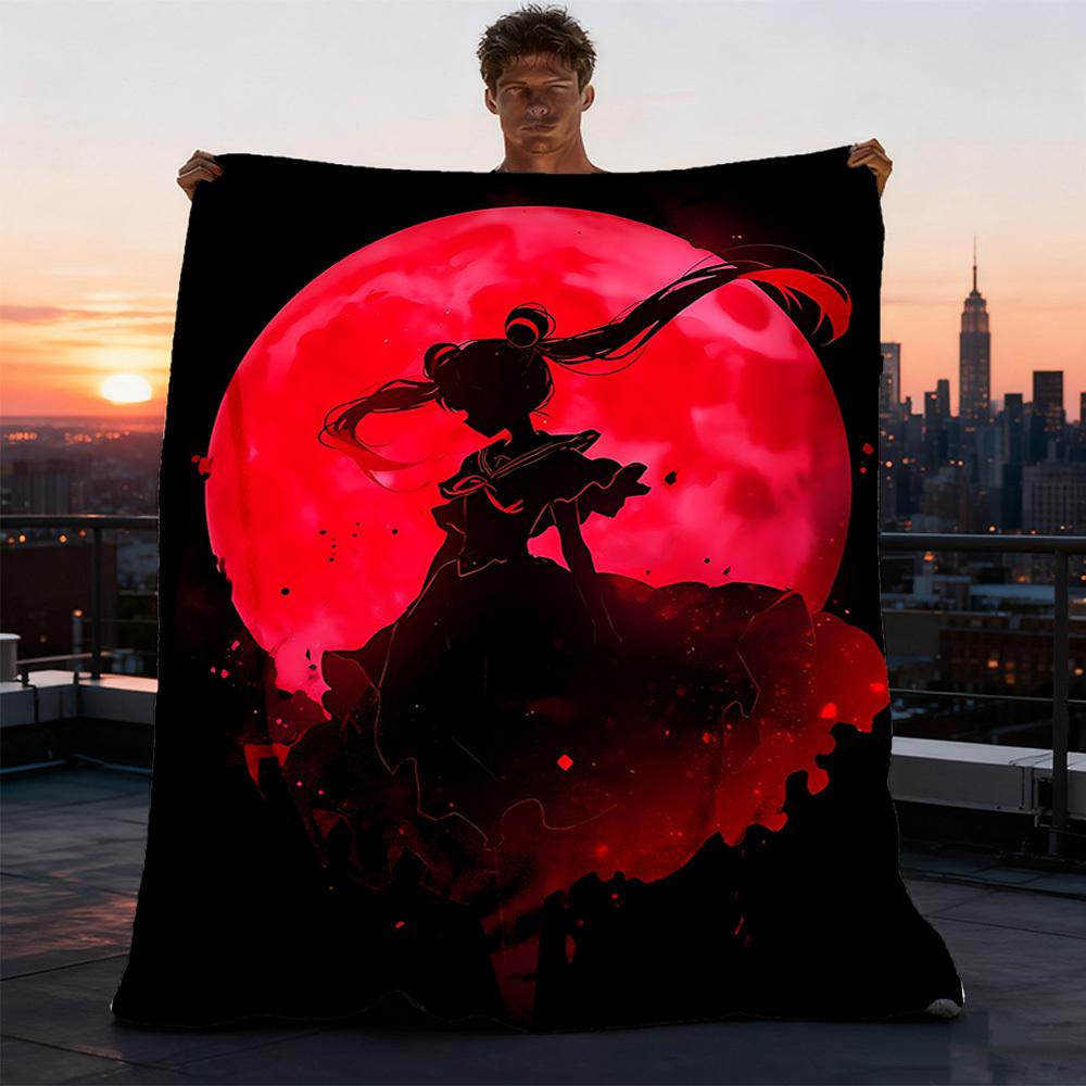 1pc Sailor Moon Outdoor Personalized Flannel Blanket, Soft, Lightweight Personalized Flannel Blanket, Digital Printing,