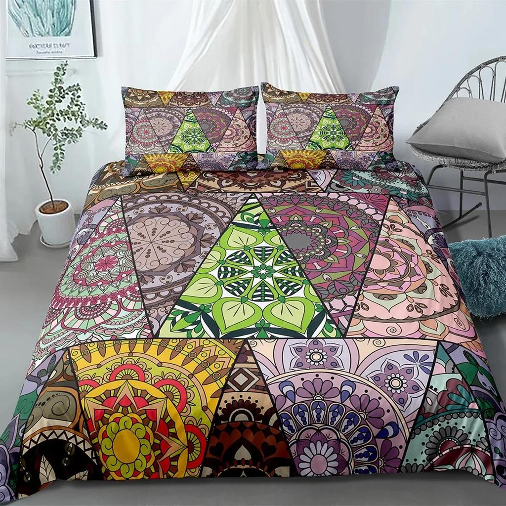 Luxury Boho Mandala Duvet Cover Set Bohemian Bedding Sets Mandala Print Comforter Cover King Size Double Bed Set Quilt Cover