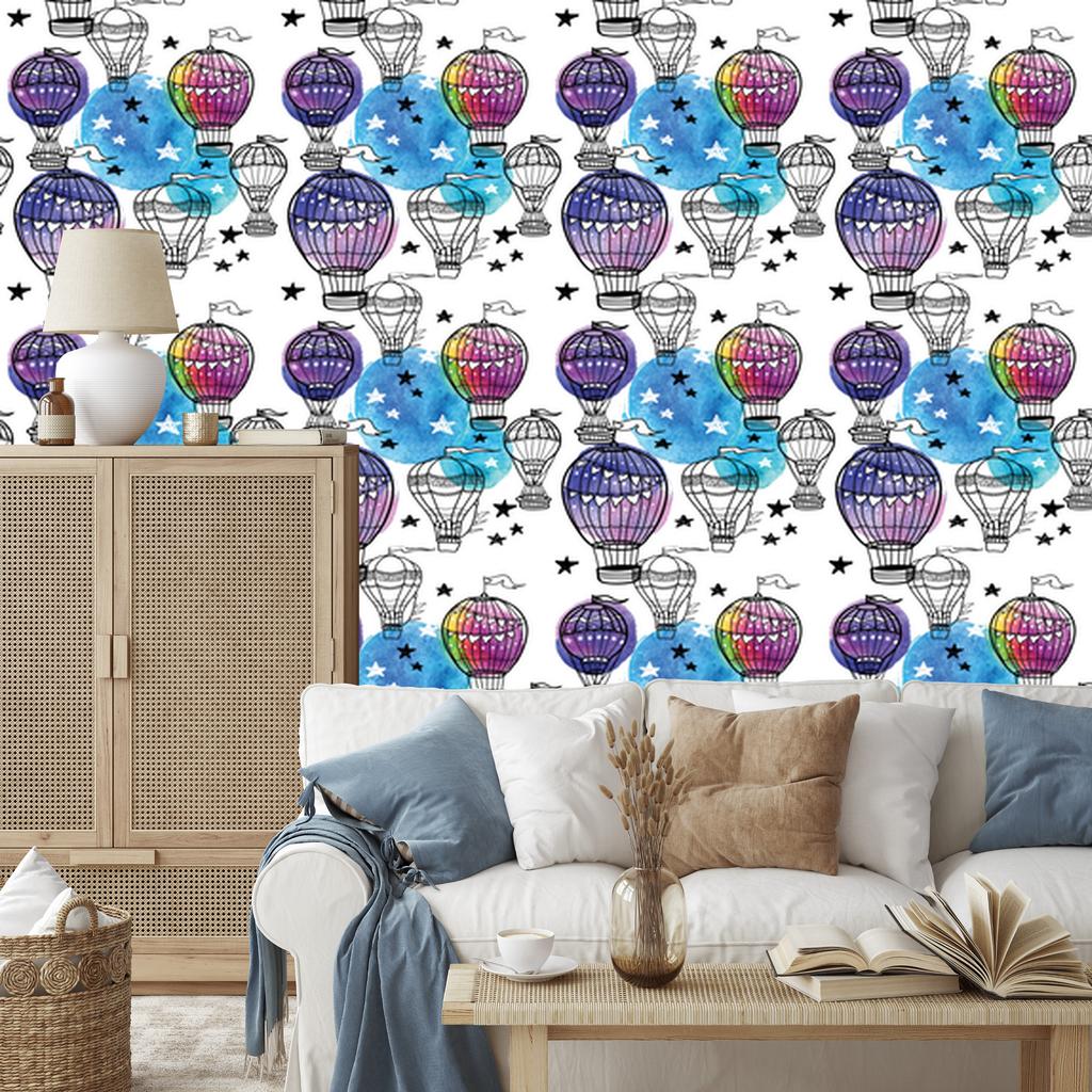 Balloons in Front of the Stars wallpaper for living room and bedroom 50x1000