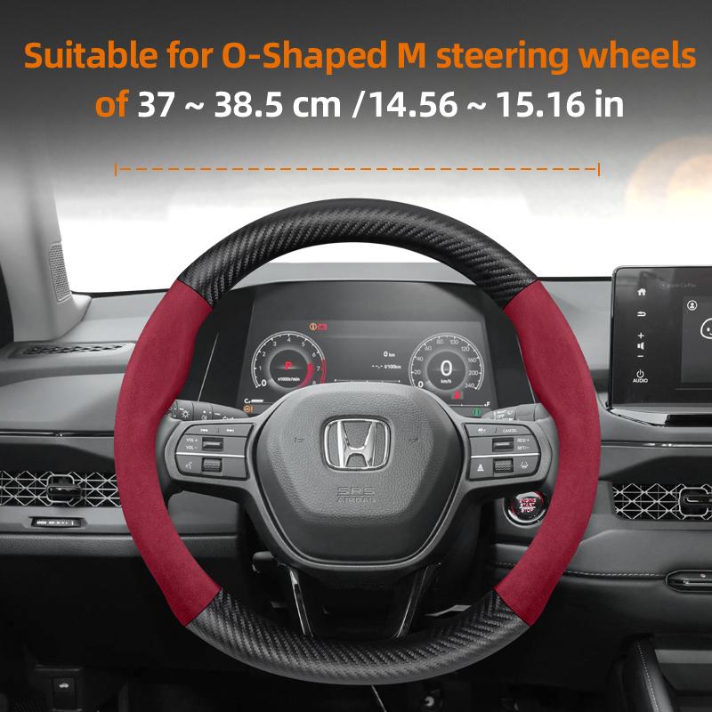 Suitable for Honda Suede Matte Carbon Fiber Texture Steering Wheel Cover Suitable for Civic Fit 8Th Gen 8 City Accord 9 10 Vezel Freed Breeze 7 ZB4