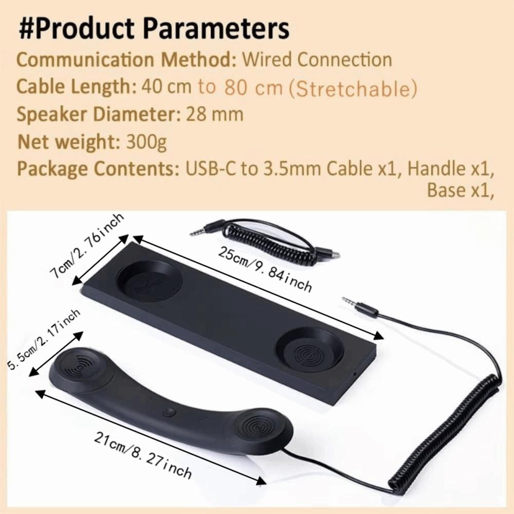 Type-C/3.5mm Retro Telephone Handset Ergonomic Hold Wired Microphone Handset Office Use