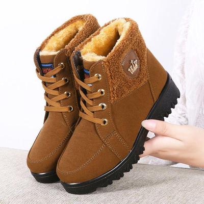 Женские зимние хлопковые ботинки - На подкладке из вельвета, Нескользящие сноубутсы для женщин среднего и пожилого возраста, Доступны большие размеры